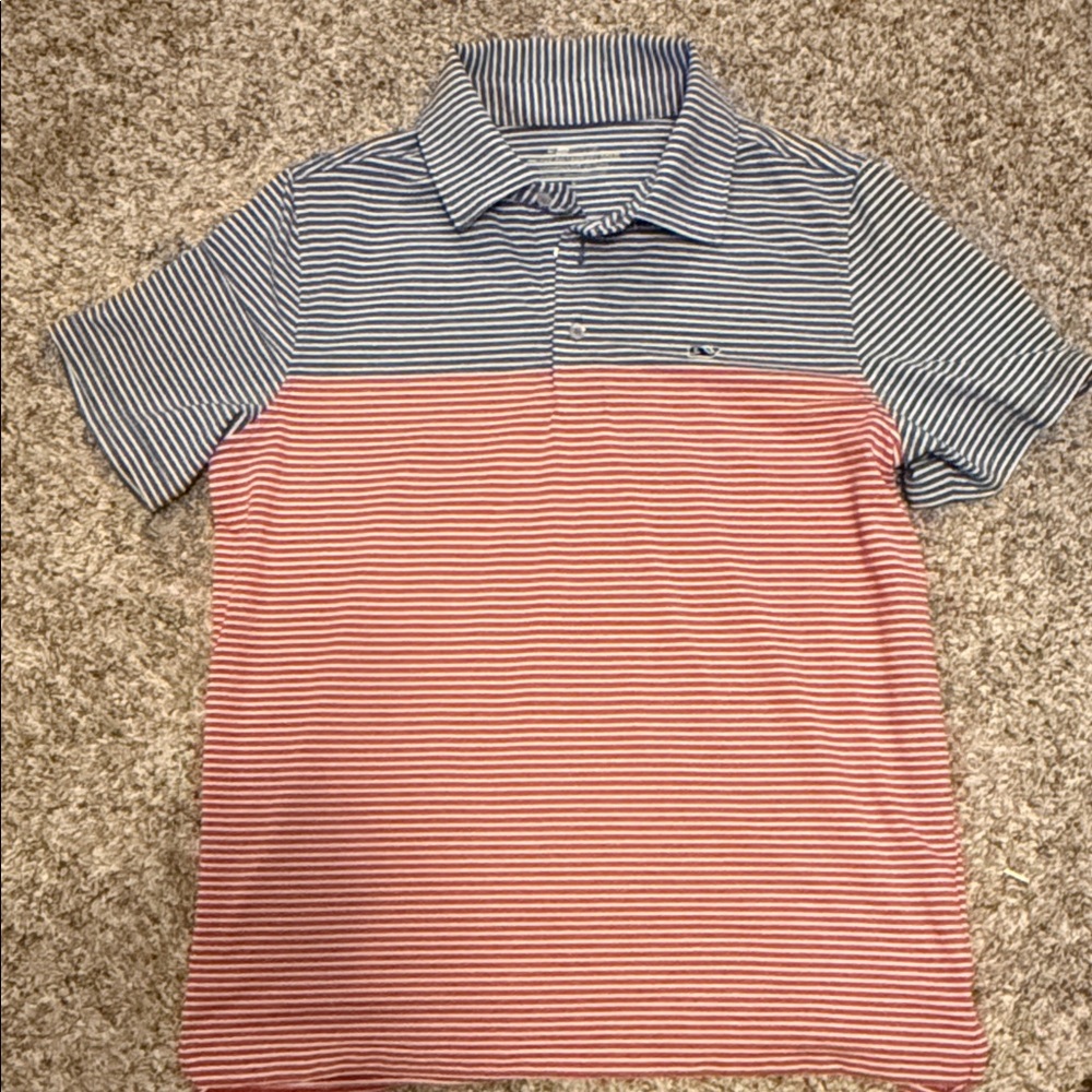 Vineyard Vines Blue and Red Striped Polo